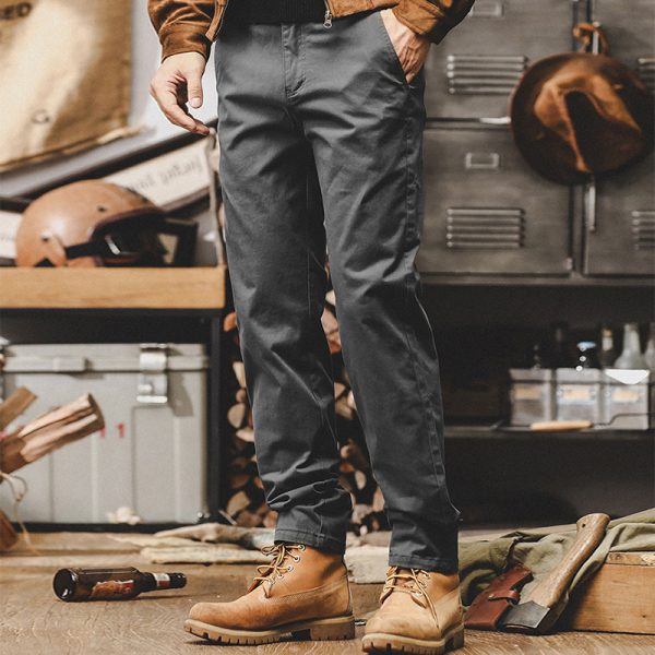 Men’s Vintage Khaki Straight-Leg Pants Casual Streetwear - Image 2