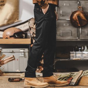 Men’s Vintage Khaki Straight-Leg Pants Casual Streetwear