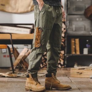 Men’s Vintage Heavyweight Cargo Pants Straight-Leg Summer Wear
