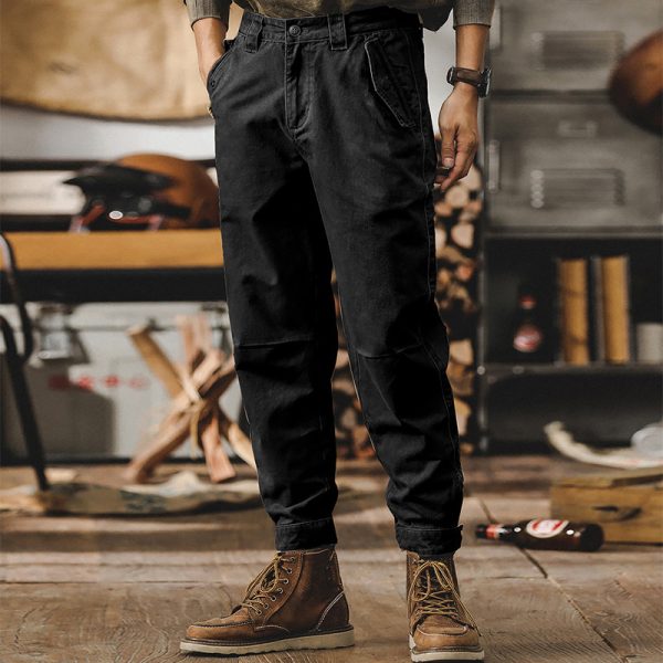Men’s Vintage Work Pants Durable Loose Fit Cropped Trousers