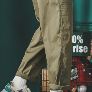 Men’s Japanese Straight Wide Leg Cargo Ankle Pants