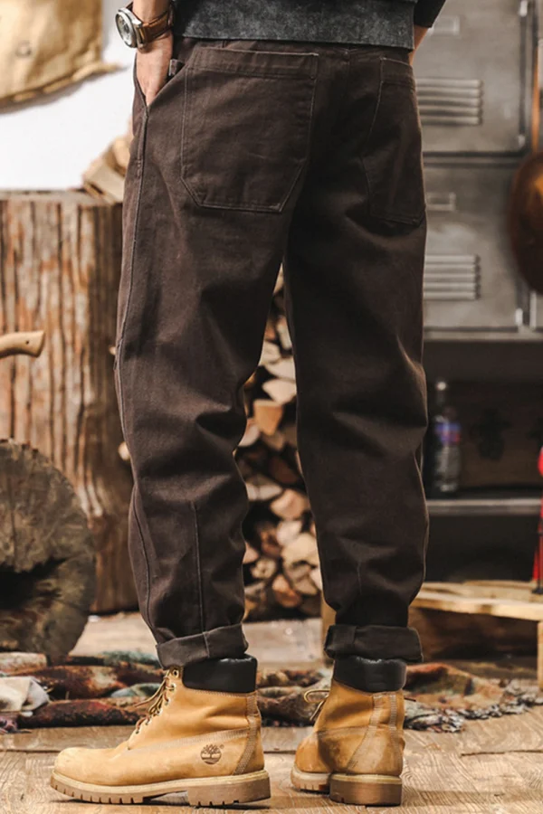 Men’s Amekaji Distressed Trousers Heavy Cargo Pants - Image 3