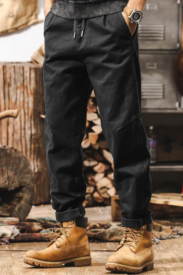 Men’s Amekaji Distressed Trousers Heavy Cargo Pants - Image 2