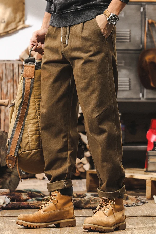 Men’s Amekaji Distressed Trousers Heavy Cargo Pants
