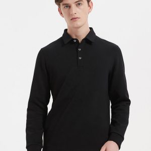 Men’s Button Front Long Sleeve Polo Shirt