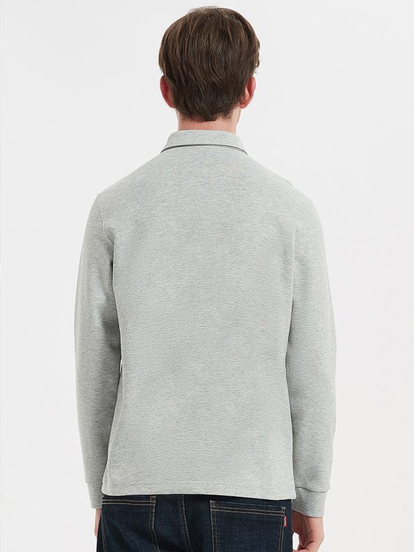 Men’s Button Front Long Sleeve Polo Shirt - Image 4