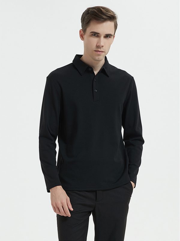 Men’s Modal Warm Long Sleeve Polo Shirt - Image 2