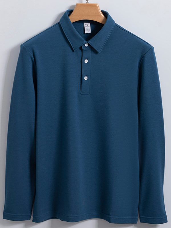 Men’s Modal Warm Long Sleeve Polo Shirt - Image 3