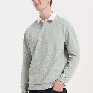 Loose Shoulder Slope Long Sleeve Polo Shirt