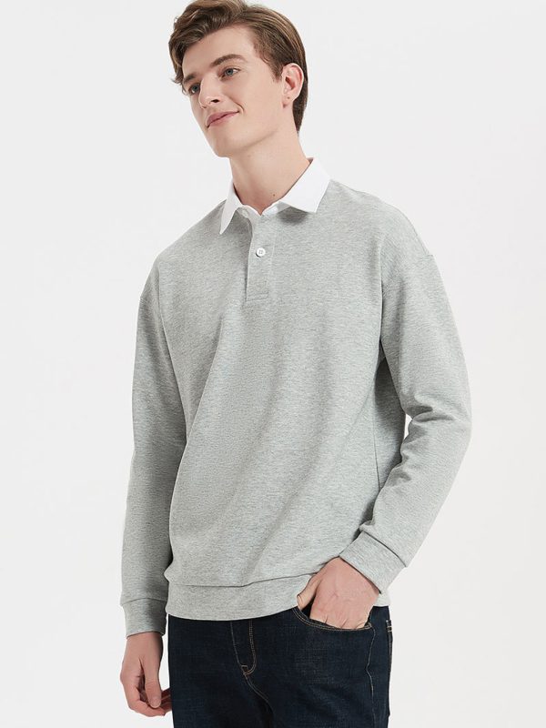 Loose Shoulder Slope Long Sleeve Polo Shirt