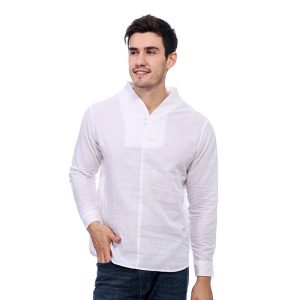 Men’s Retro Linen Solid Long Sleeve Shirt