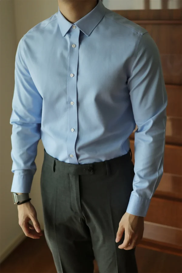 Men’s Wrinkle-Free Cotton Slim Fit Business Casual Shirt