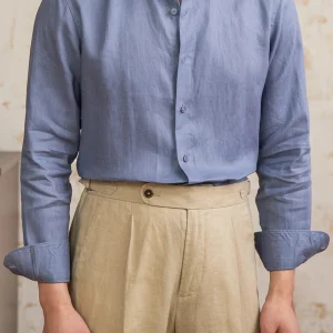 Men’s Vintage 100% Linen Shirt Lightweight Old Money Style