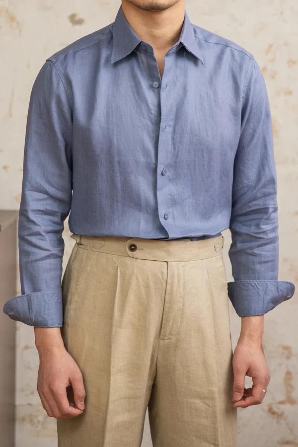 Men’s Vintage 100% Linen Shirt Lightweight Old Money Style