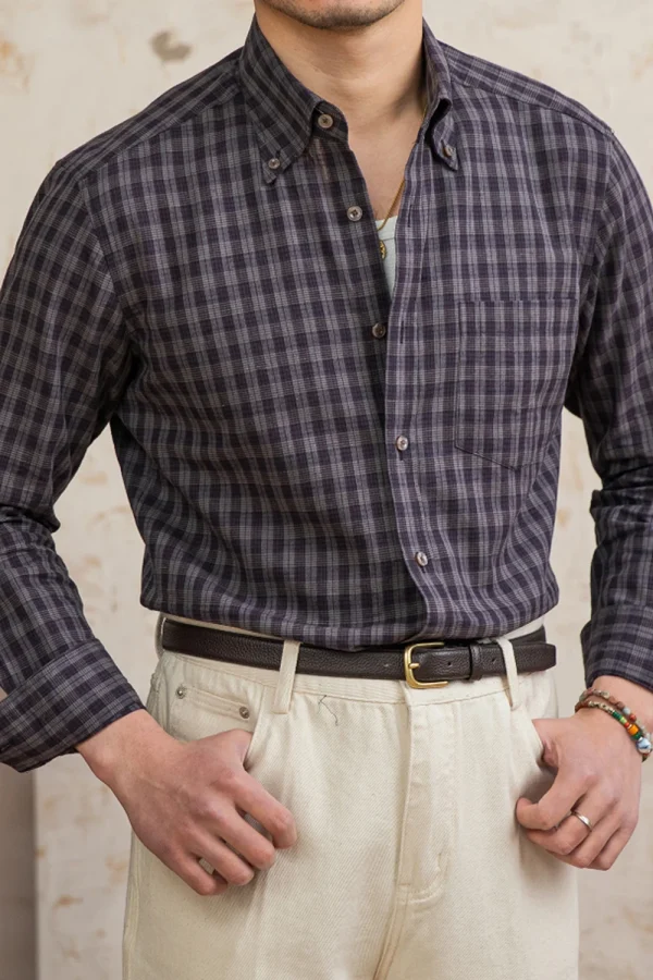 Men’s Versatile Cotton-Linen Plaid Lightweight Shirt