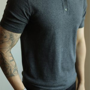 Men’s Vintage Solid Knit Cotton Polo Shirt