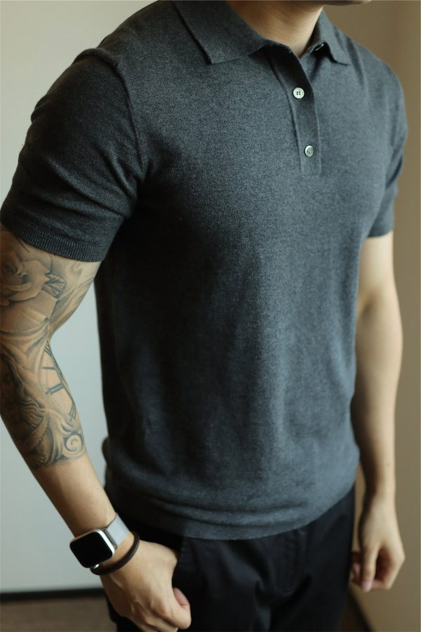 Men’s Vintage Solid Knit Cotton Polo Shirt