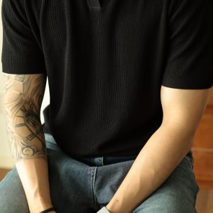Men’s V-Neck Knit Polo Shirt