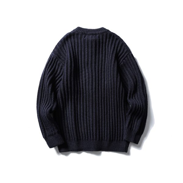 Solid Relaxed Pullover Rib Couple Sweater - Image 2