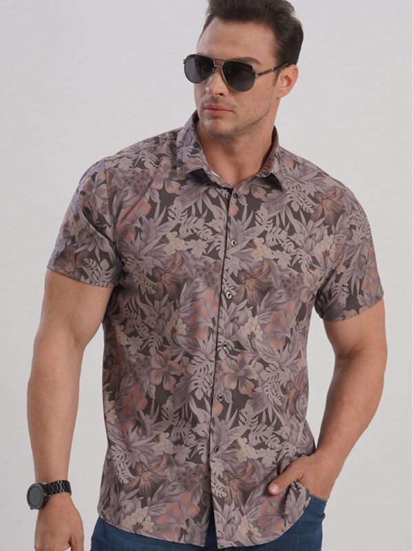 Men’s 2023 Elastic Floral Print Loose Shirt - Image 7
