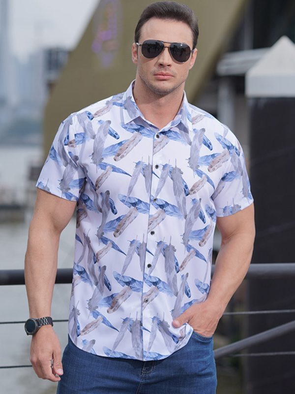 Men’s 2023 Elastic Floral Print Loose Shirt - Image 5