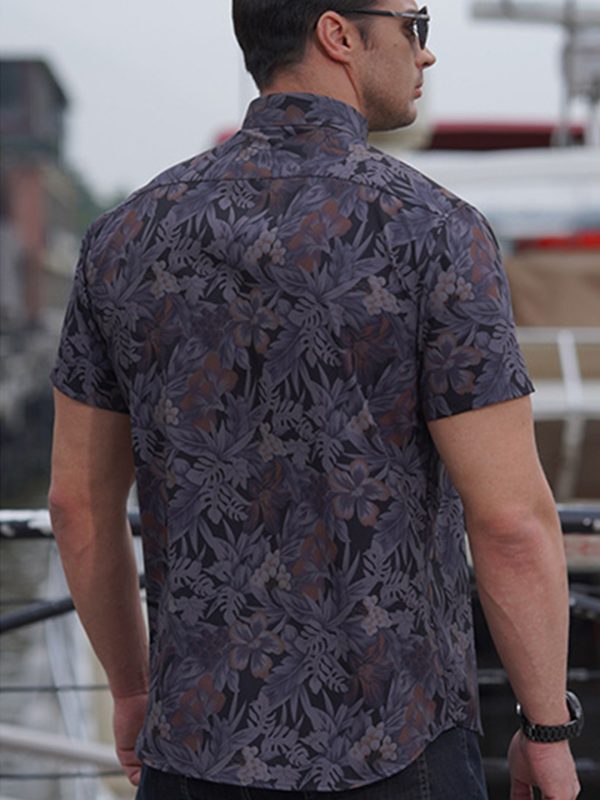 Men’s 2023 Elastic Floral Print Loose Shirt - Image 8