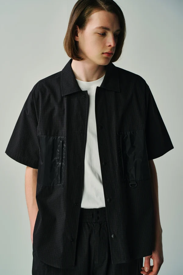 Men’s Vintage Loose Cotton Plaid Shirt With Utility Pockets