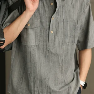 Men’s Vintage Texture Shirt Summer Polo Shirt
