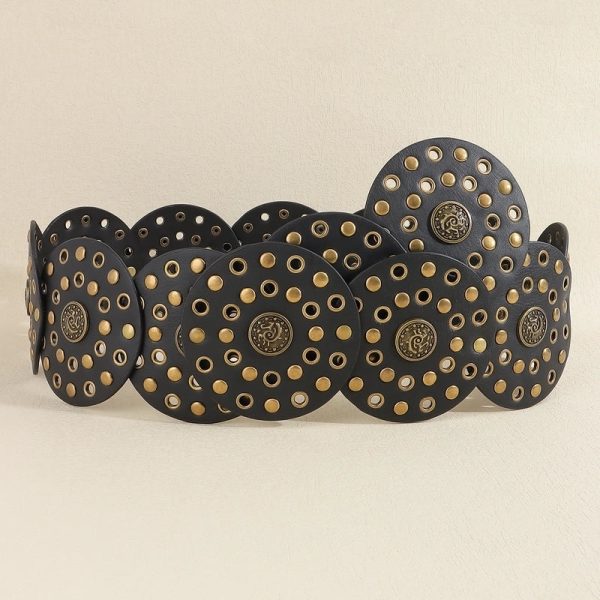 Casual Minimalist Classic Style Round Pu Leather Alloy Metal Button Women's Leather Belts - Image 12