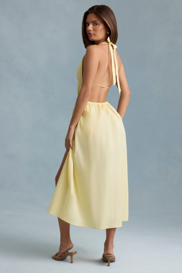 Backless Cotton-Poplin Maxi Dress in Lemon Yellow - Image 2