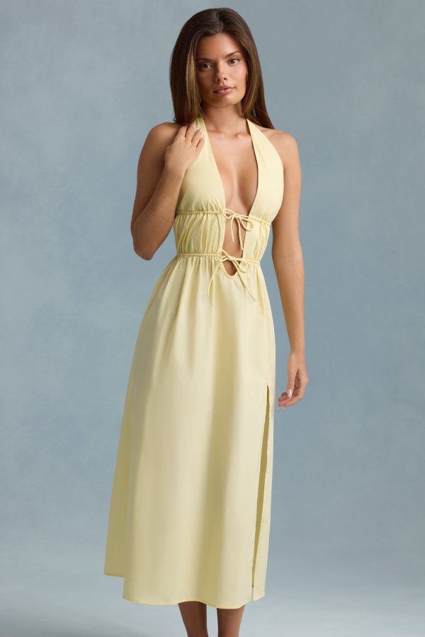 Backless Cotton-Poplin Maxi Dress in Lemon Yellow - Image 5