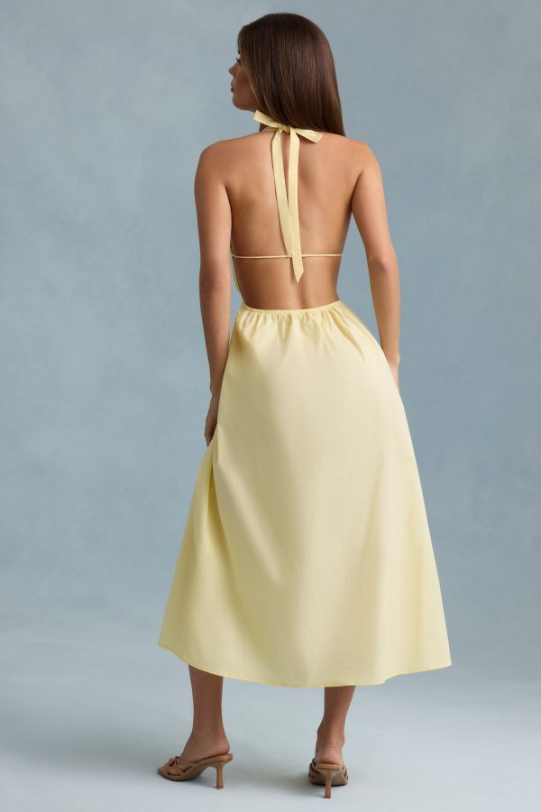 Backless Cotton-Poplin Maxi Dress in Lemon Yellow - Image 6