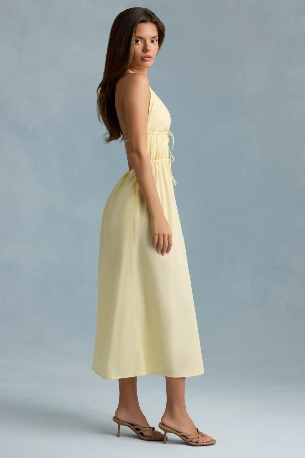 Backless Cotton-Poplin Maxi Dress in Lemon Yellow - Image 7