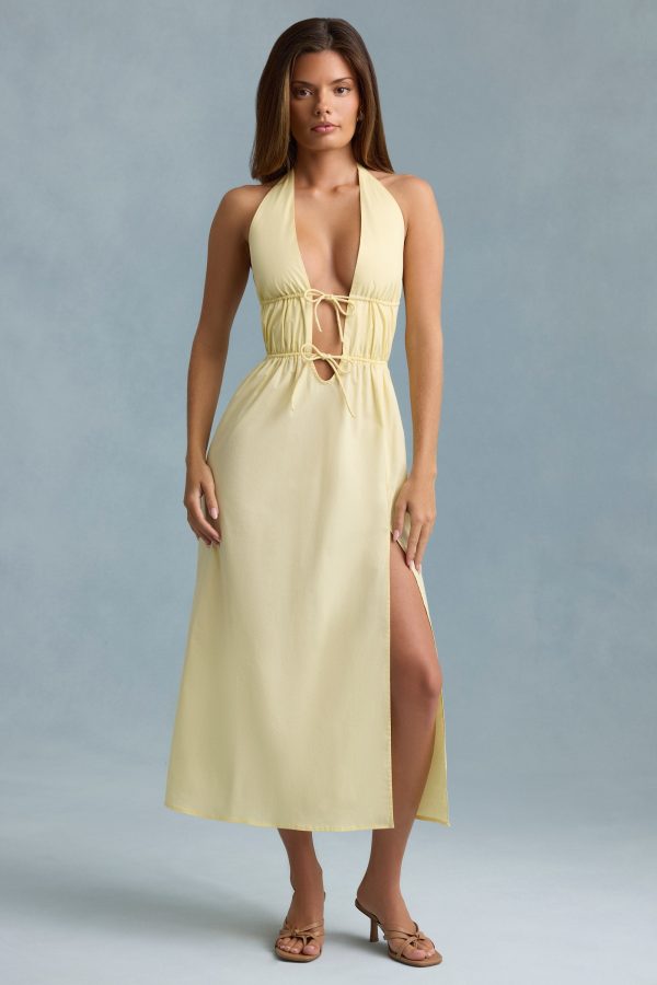 Backless Cotton-Poplin Maxi Dress in Lemon Yellow - Image 8