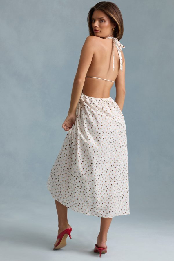 Backless Cotton-Poplin Maxi Dress in Rose Print - Image 2