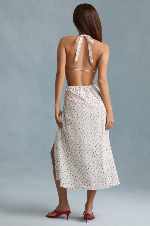 Backless Cotton-Poplin Maxi Dress in Rose Print - Image 6