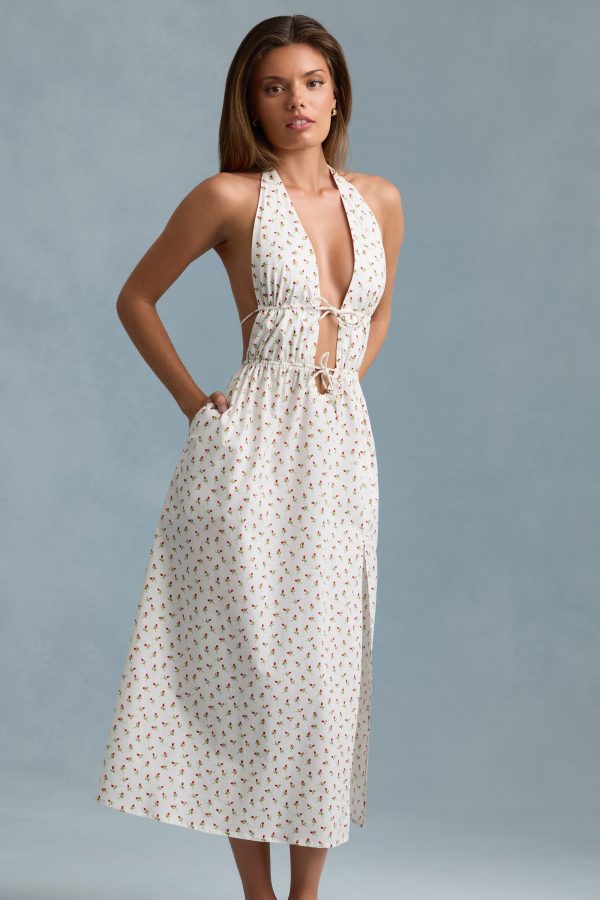 Backless Cotton-Poplin Maxi Dress in Rose Print - Image 8