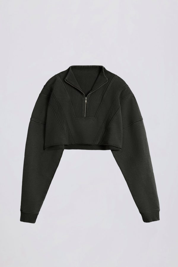 Acid Wash Cropped Sweatshirt in Ash - Image 2