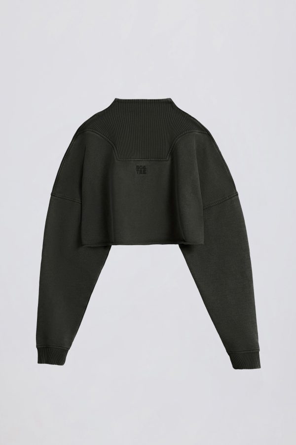 Acid Wash Cropped Sweatshirt in Ash - Image 3