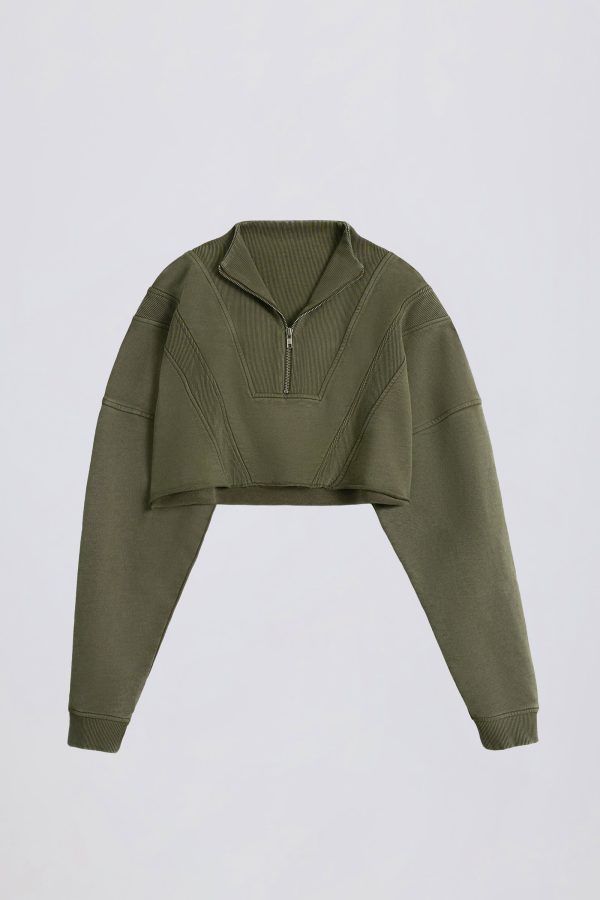 Acid Wash Cropped Sweatshirt in Light Green - Image 2