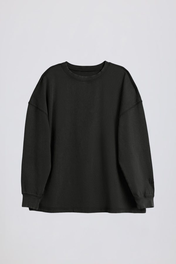 Acid Wash Long-Sleeve Oversized T-Shirt in Ash - Image 2