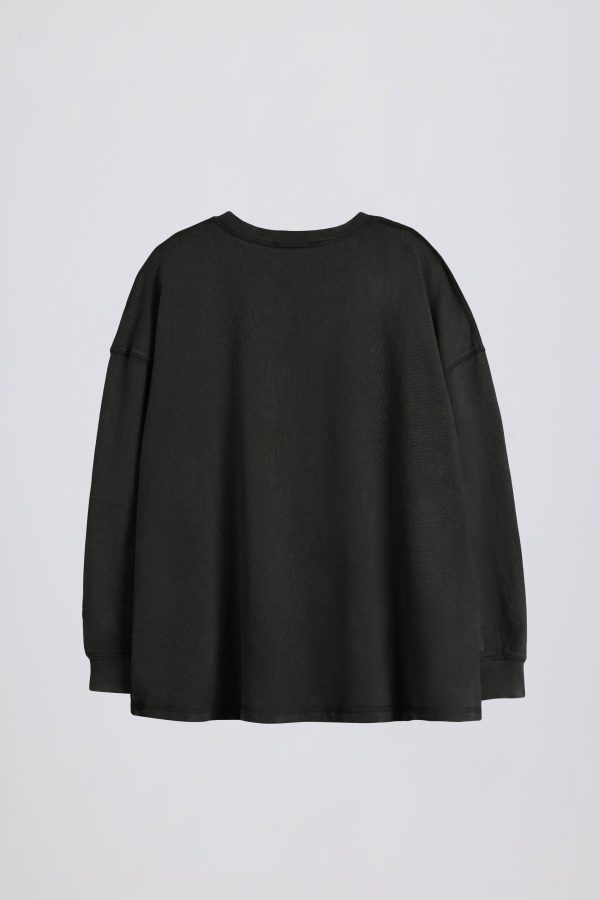 Acid Wash Long-Sleeve Oversized T-Shirt in Ash - Image 3