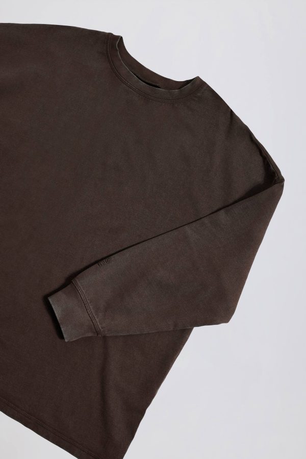 Acid Wash Long-Sleeve Oversized T-Shirt in Brown - Image 4