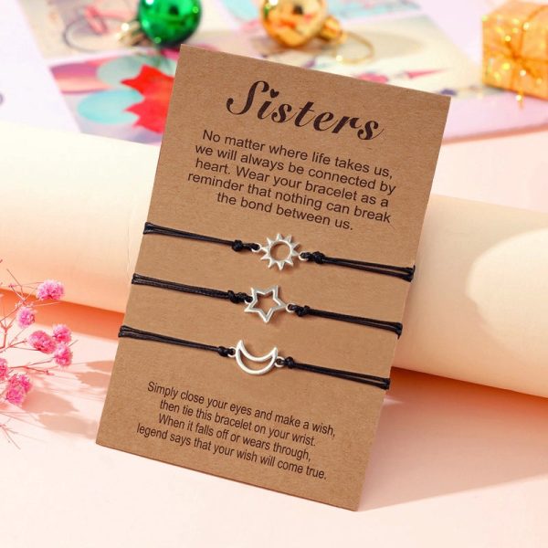 Sun Moon Star Theme Bracelet Creative Sun Moon Star Good Friends Good Sisters Couple Woven Bracelet Female - Image 4