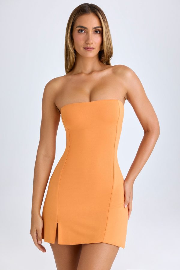Bandeau Neckline Mini Dress in Sunset Orange - Image 2