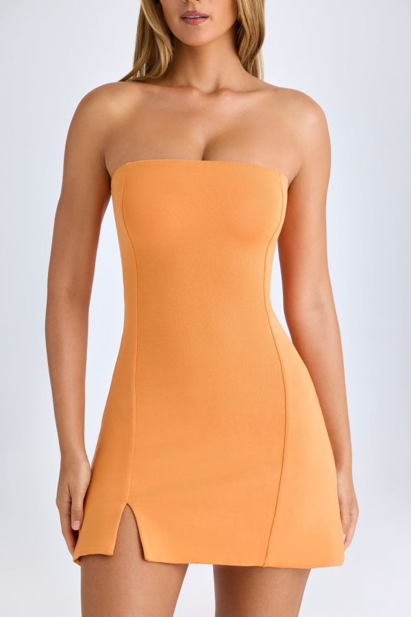Bandeau Neckline Mini Dress in Sunset Orange - Image 5