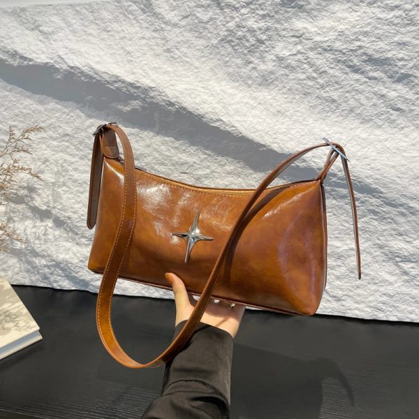 This Year's Popular Soft Leather Pillow Bag Fashion Simple Commute Shoulder Bag Retro Messenger Bag - Image 2