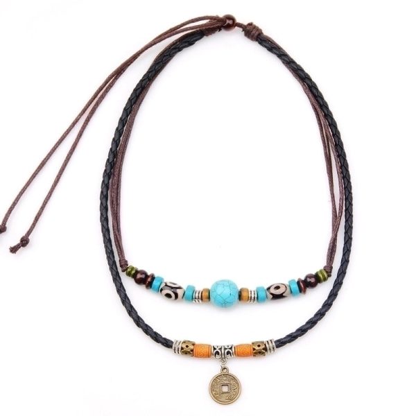 Retro Geometric Alloy Layered Necklaces - Image 5