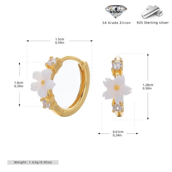 1 Pair 925 Sterling Silver Zircon Flower Earrings - Image 9