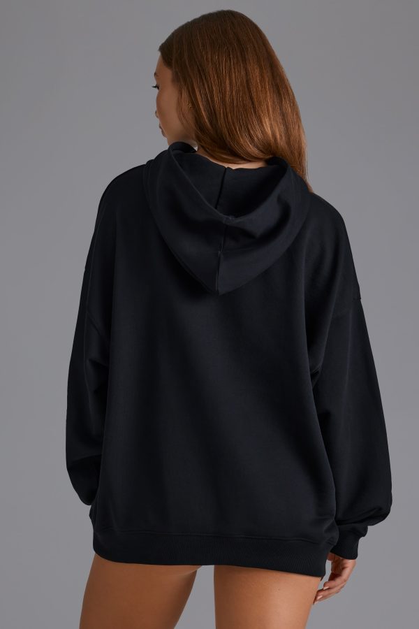 Appliqué Oversized Hoodie in Black - Image 2